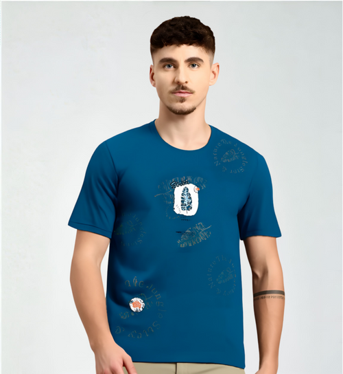 Men's Cotton Short Sleeves Casual Wear Regular Fit Printed T-Shirt